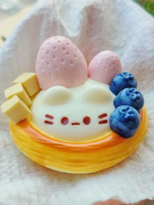 Handmade Silicone Kitten Egg Tart Stress Relief Squishy Toy